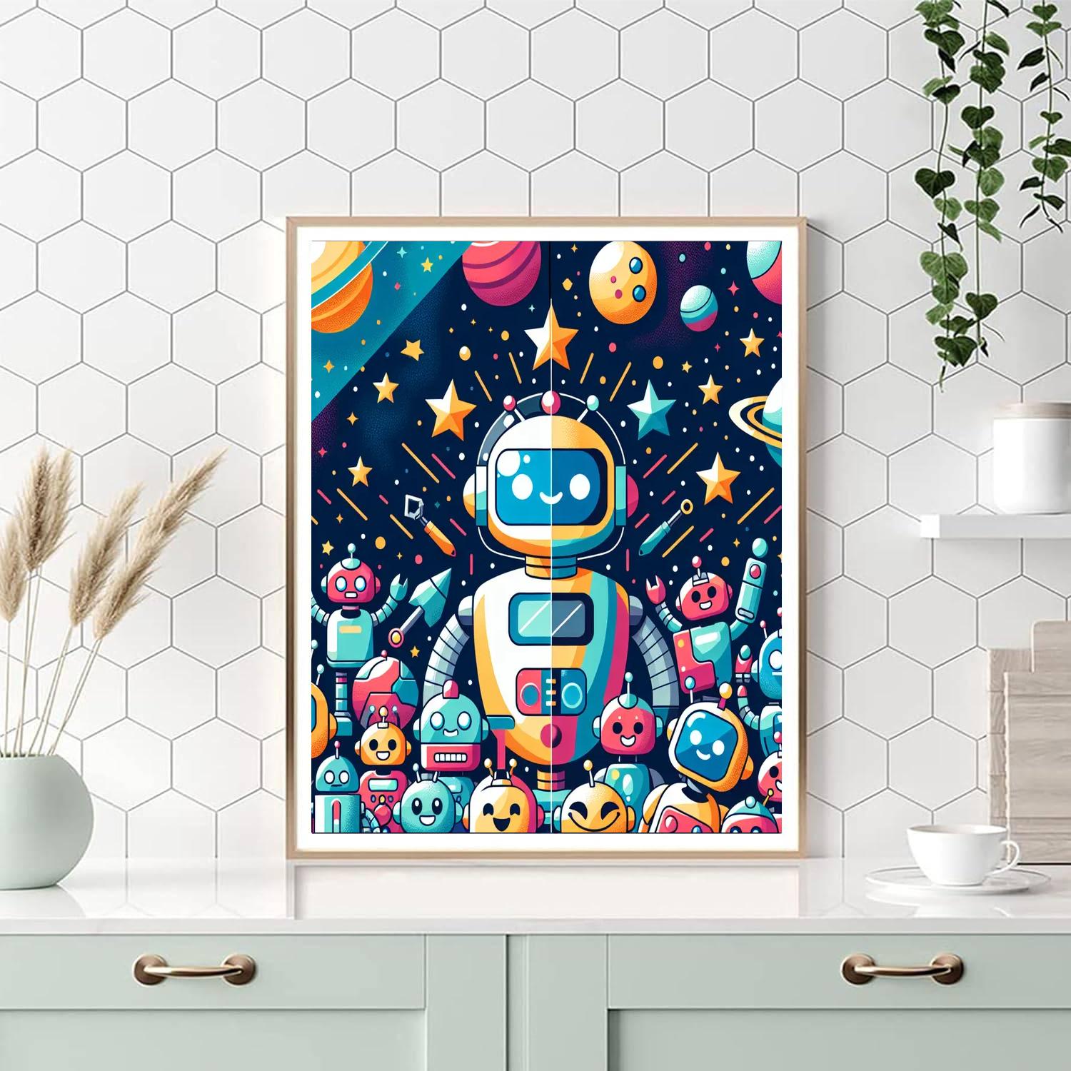 Robot Space Team Number Painting