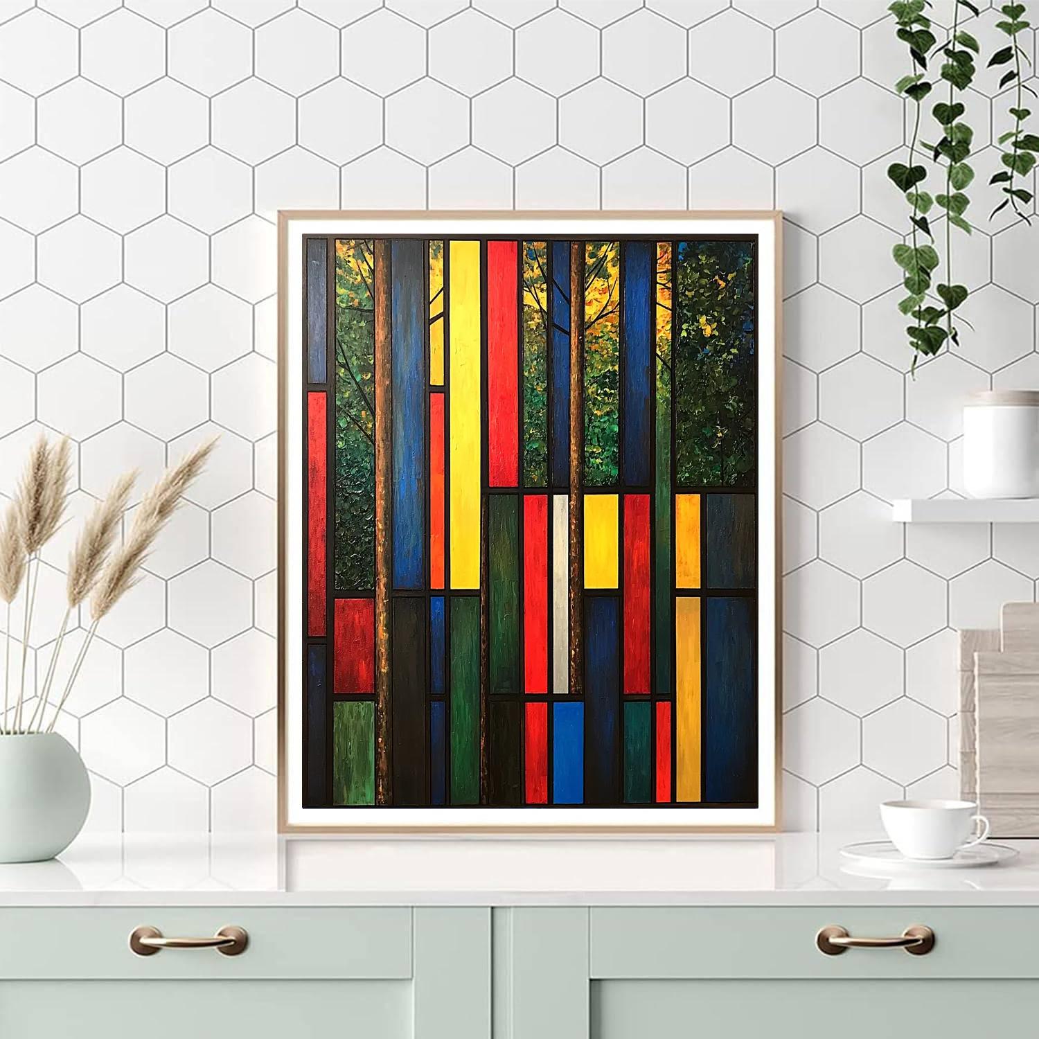 Piet Mondrian Inspired Dreamy Abstract Forest  Paint By Numbers