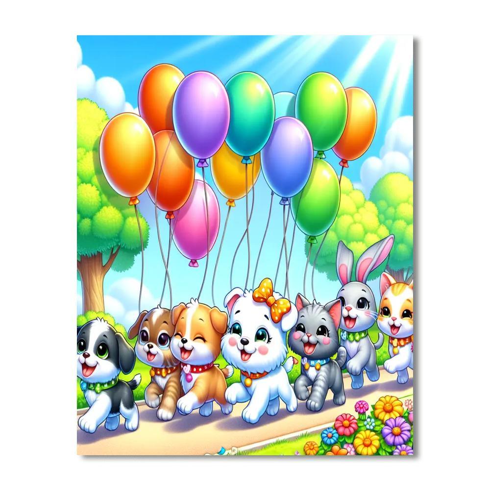 Super Cute Pet Parade Paint By Numbers Art