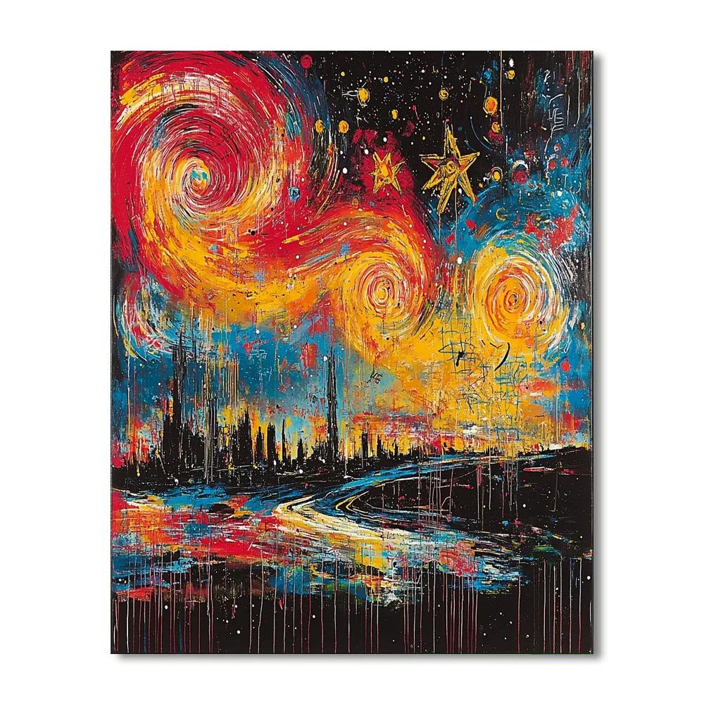 Jean-Michel Basquiat Inspired Celestial Dialogue  Paint By Numbers