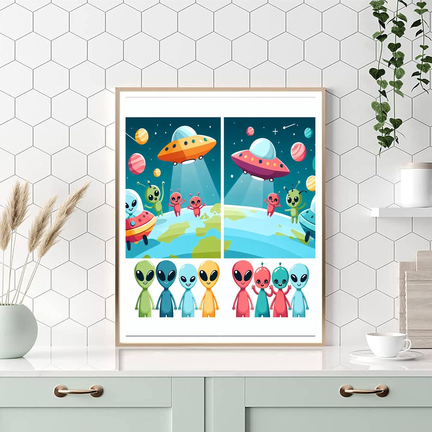 Cute Aliens From Planet Zog Number Painting
