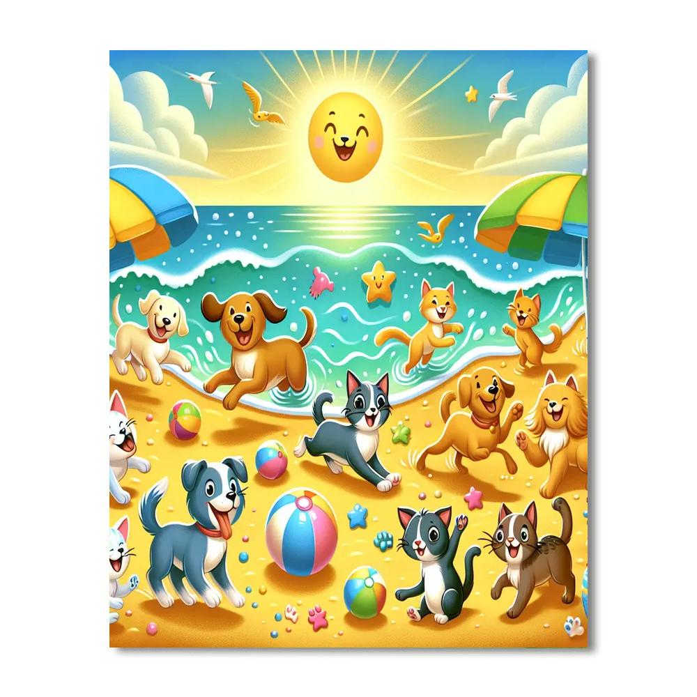 Cuddly Creatures At The Beach Paint By Numbers