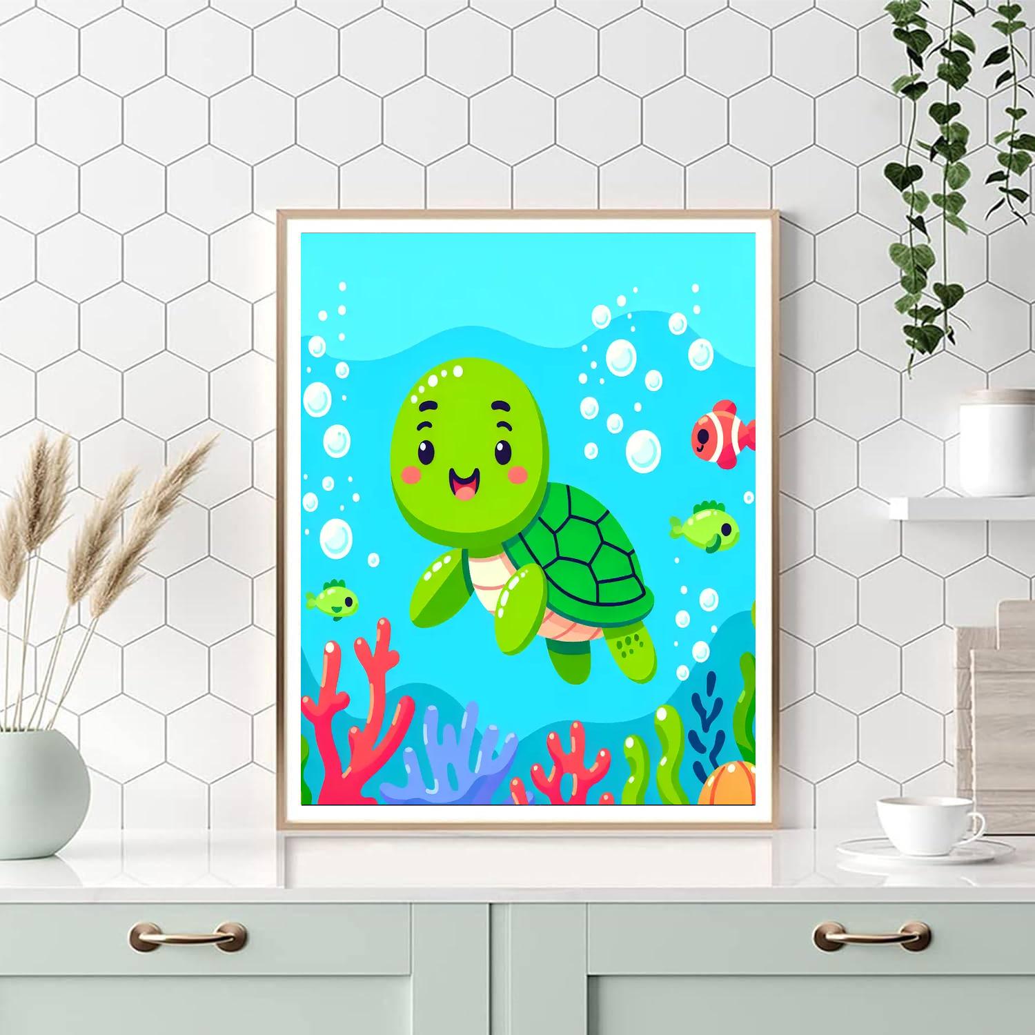 Giggles The Turtle Painting By Numbers Kit
