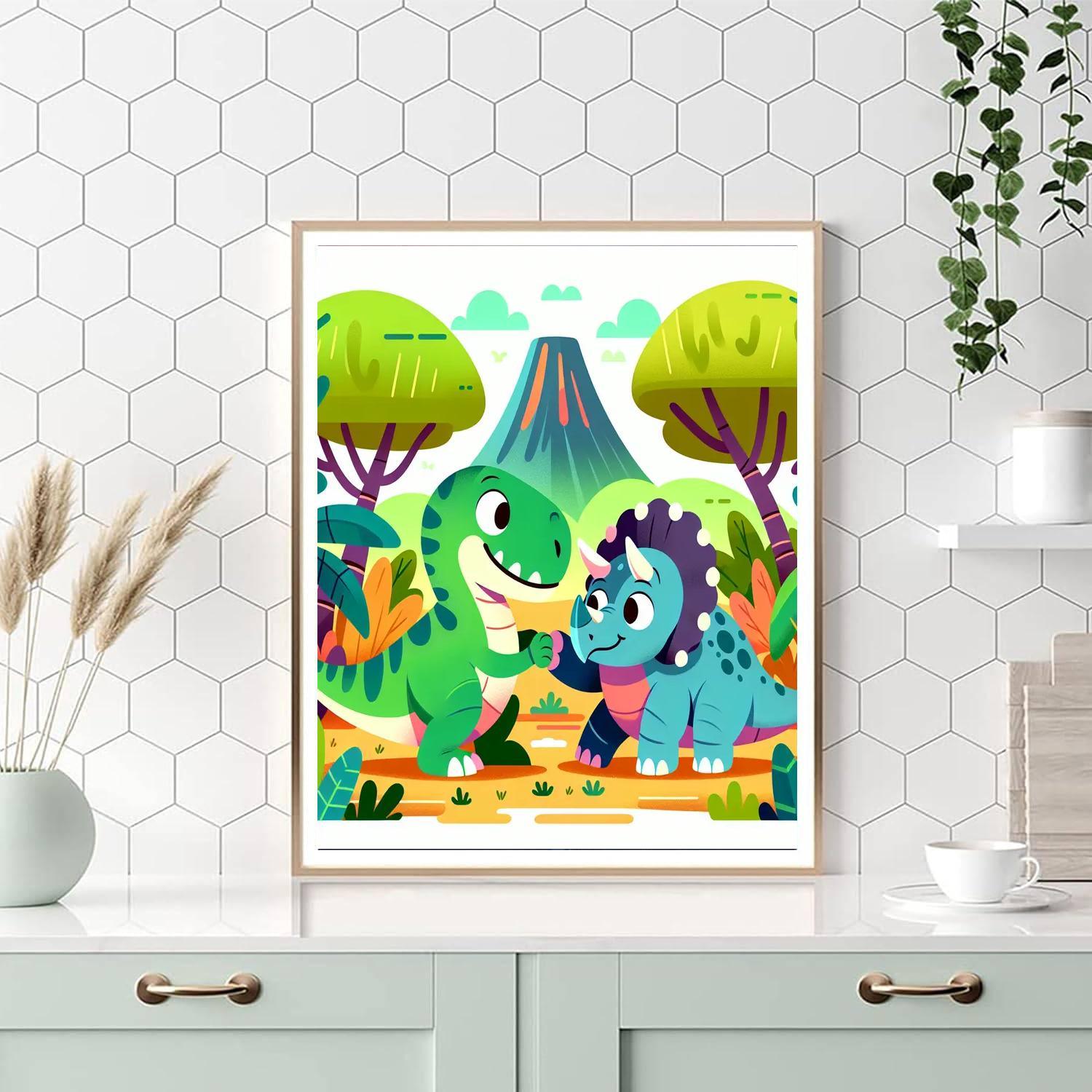 Dinosaurs At Play - Prehistoric Fun Paint By Numbers