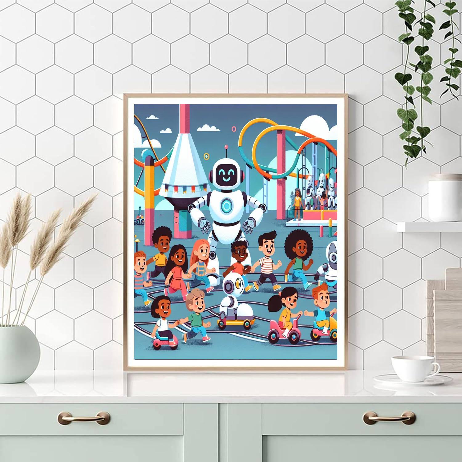 Robot Adventure Park Painting By Numbers Kit