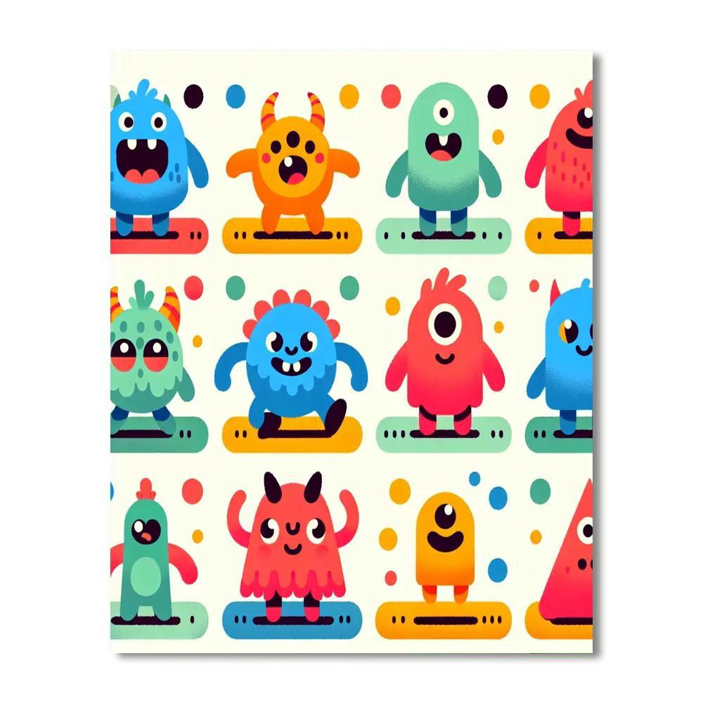Friendly Monster Gathering DIY Paint By Numbers