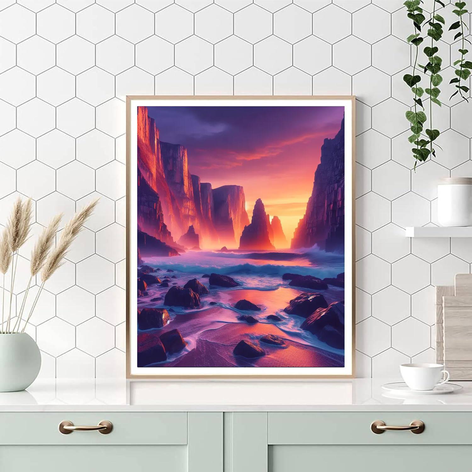 Sunset Serenade Over Cliffs Painting By Numbers Kit
