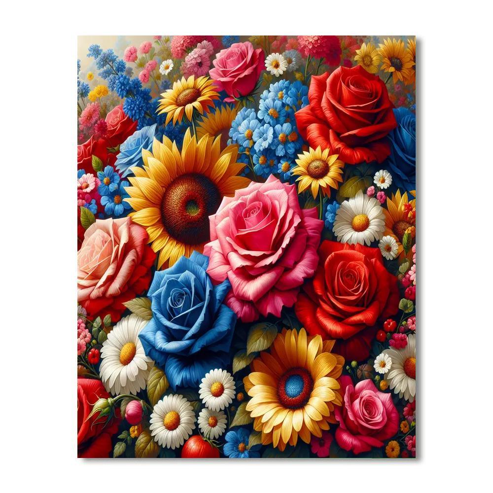 Vibrant Floral Medley Paint By Numbers Art