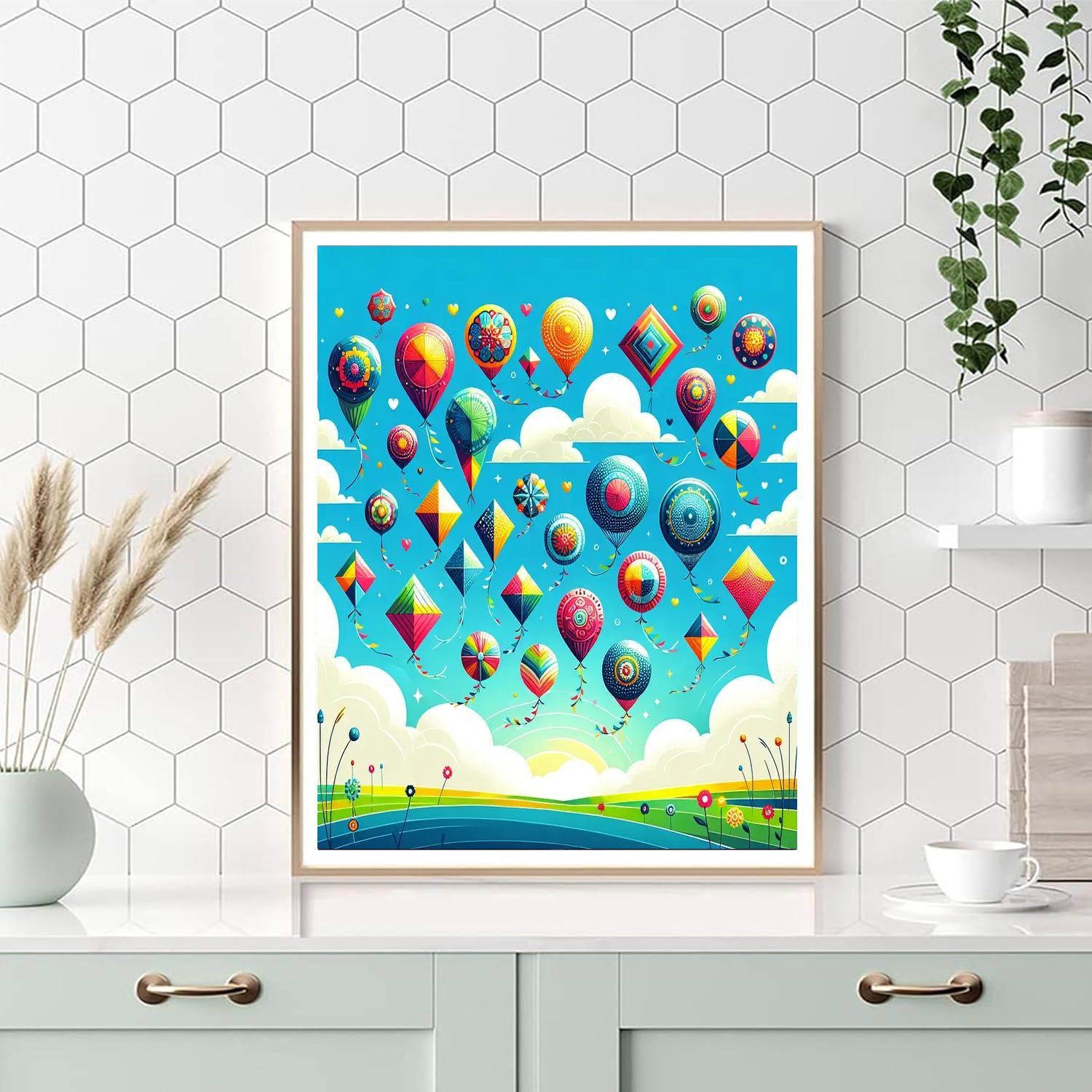 Rainbow Kites Flying Numbered Painting Kits