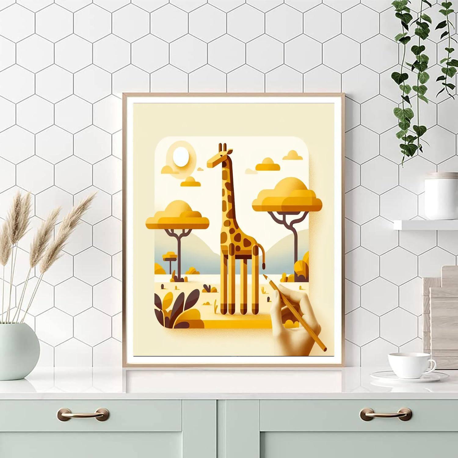 Gentle Giraffe Gazing Number Painting