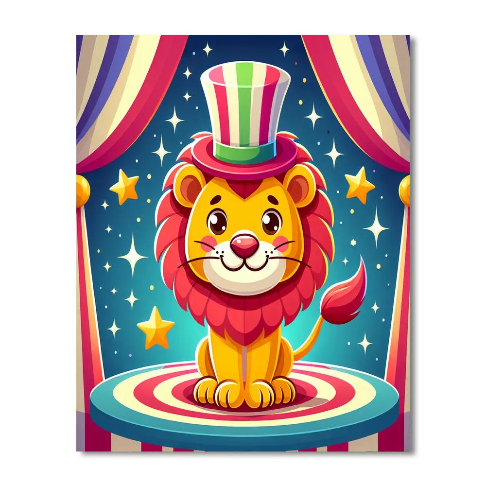 Happy Circus Lion DIY Paint By Numbers