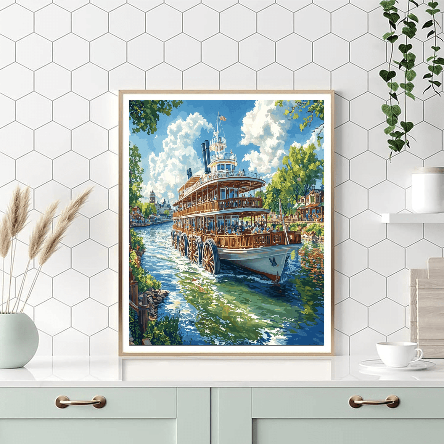 Paddle Wheel Riverboat Cruise Painting Number Kit