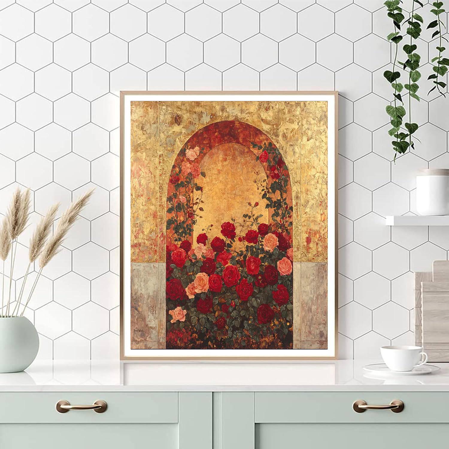 Gustav Klimt Inspired Elegant Rose Reverie  Paint By Numbers