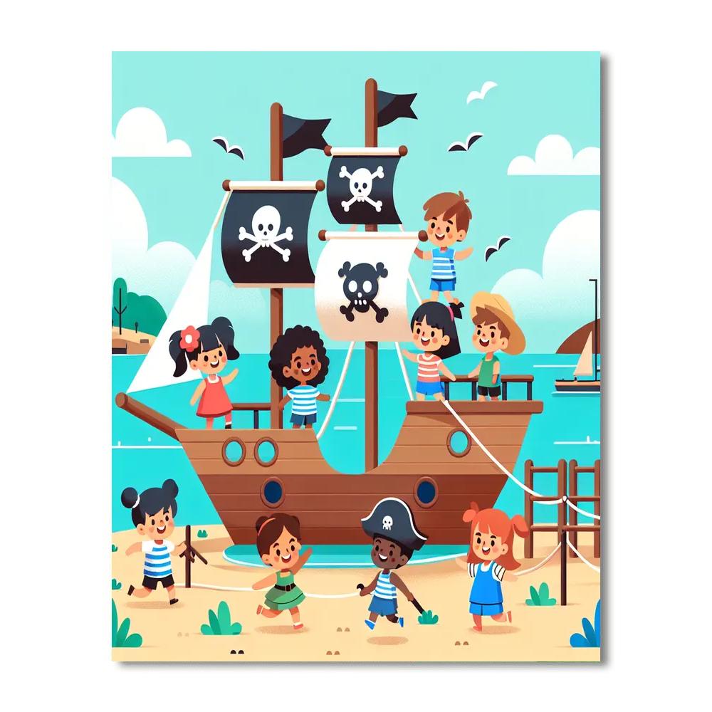 Pirate Ship Playground Paint By Numbers Art