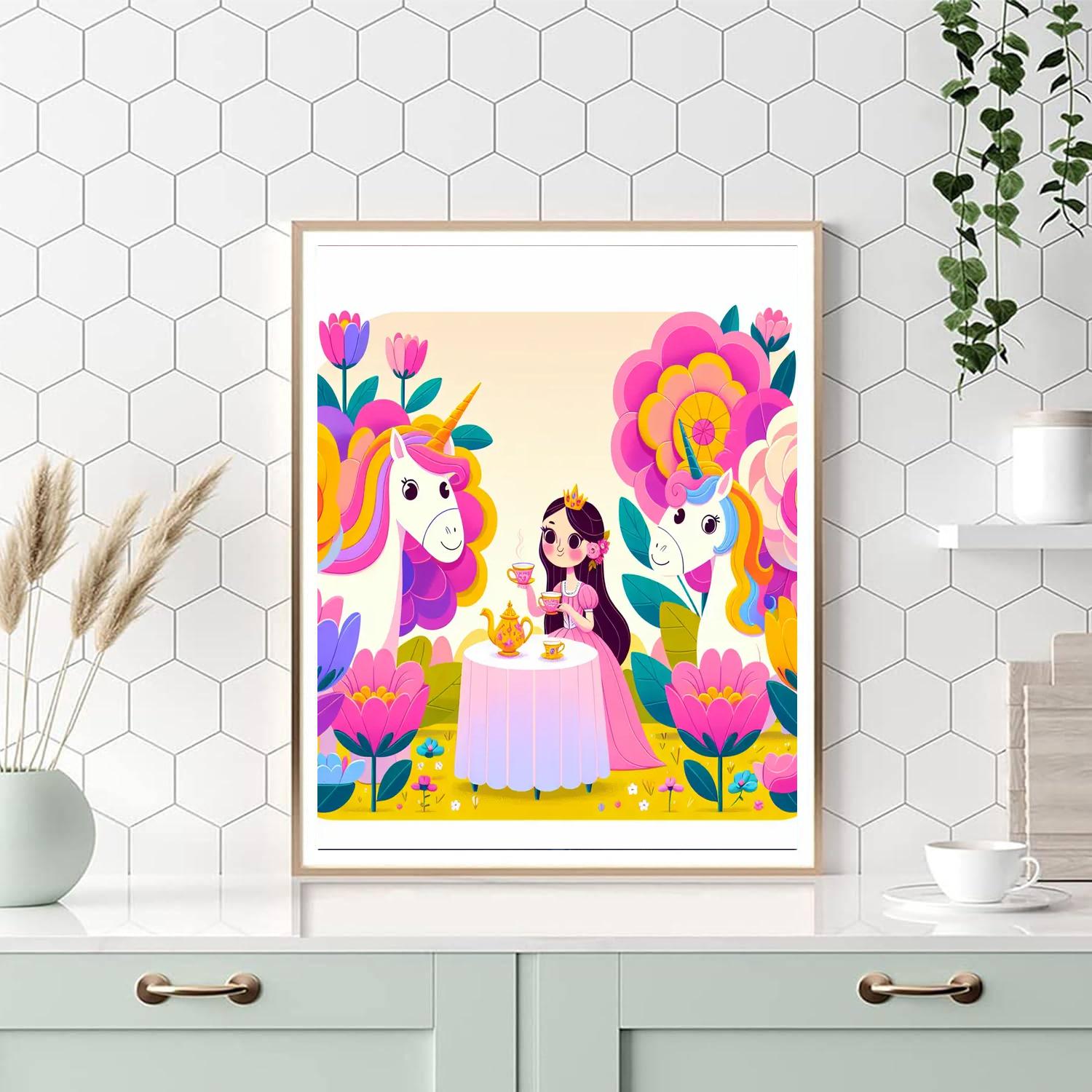 Princess Unicorn Tea Party DIY Paint By Numbers