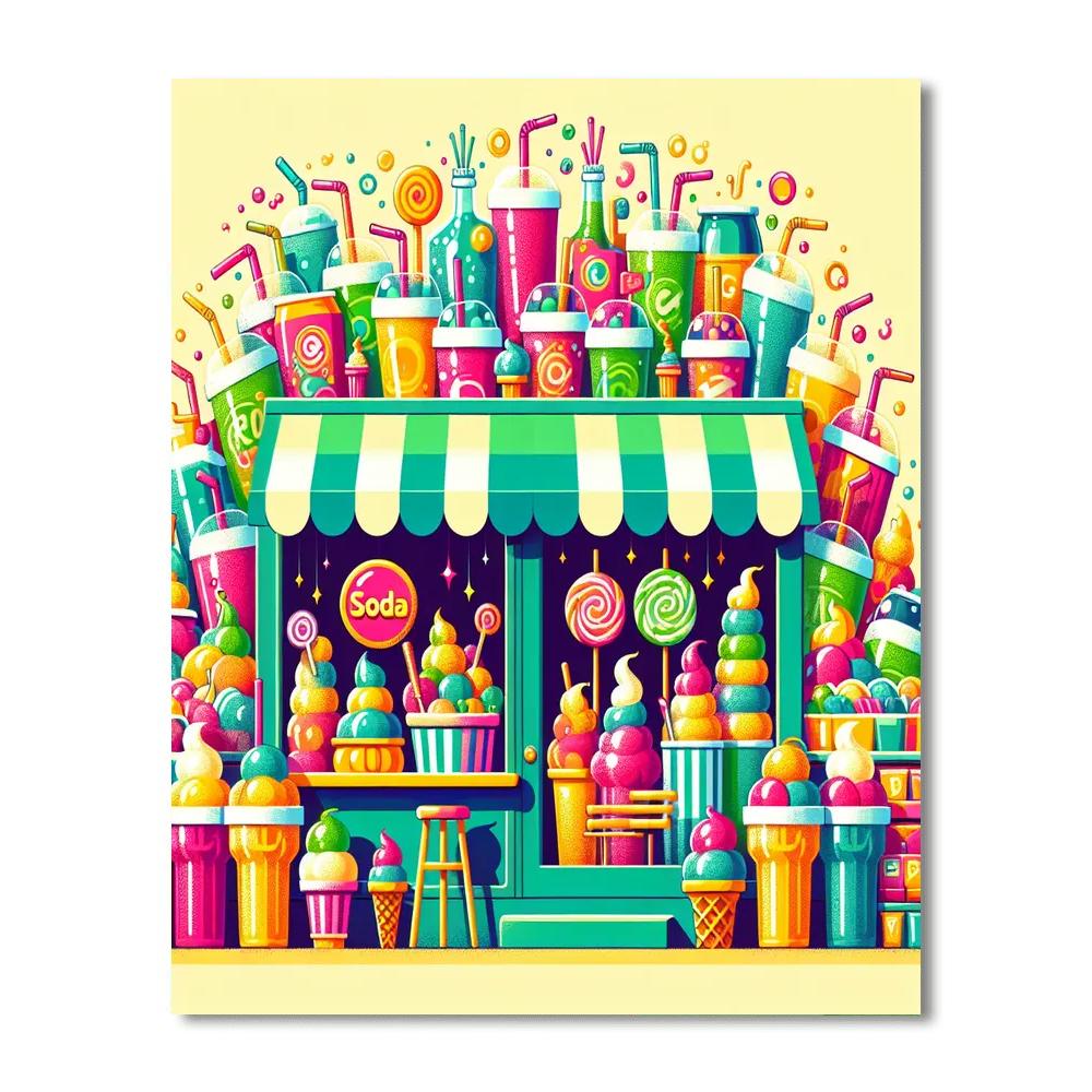 Bubbly Soda Shop Paint By Numbers Art