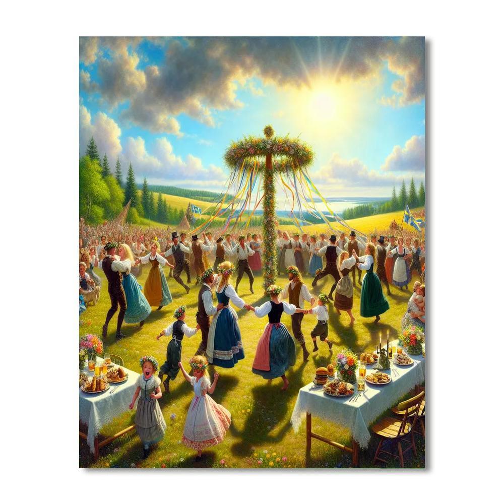 Midsummer Night Festival - Sweden Painting Number Kit