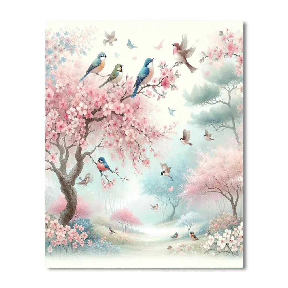 Spring Blossoms In Pastel Paint By Numbers Art