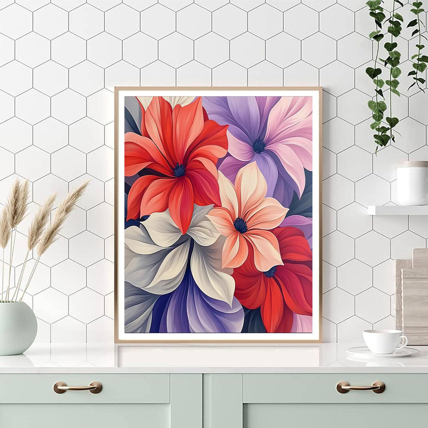 O'Keeffe Inspired Bold Floral Symphony  Number Painting