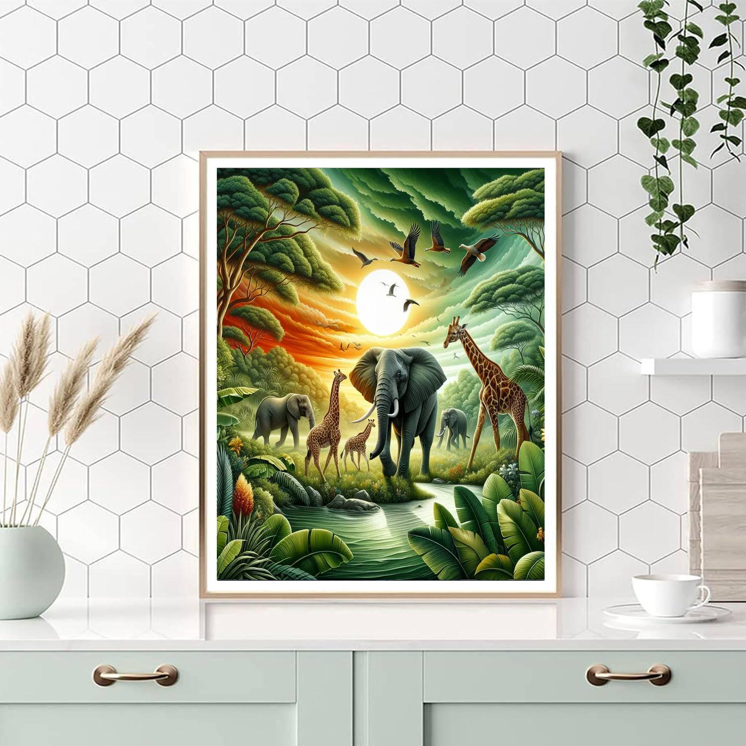 Dynamic Safari Adventure Paint By Numbers Art