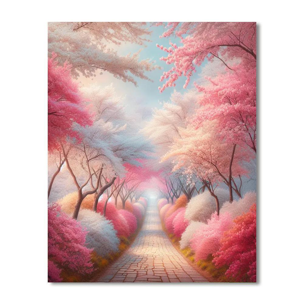 Dreamy Cherry Blossom Pathway Numbered Painting Kits