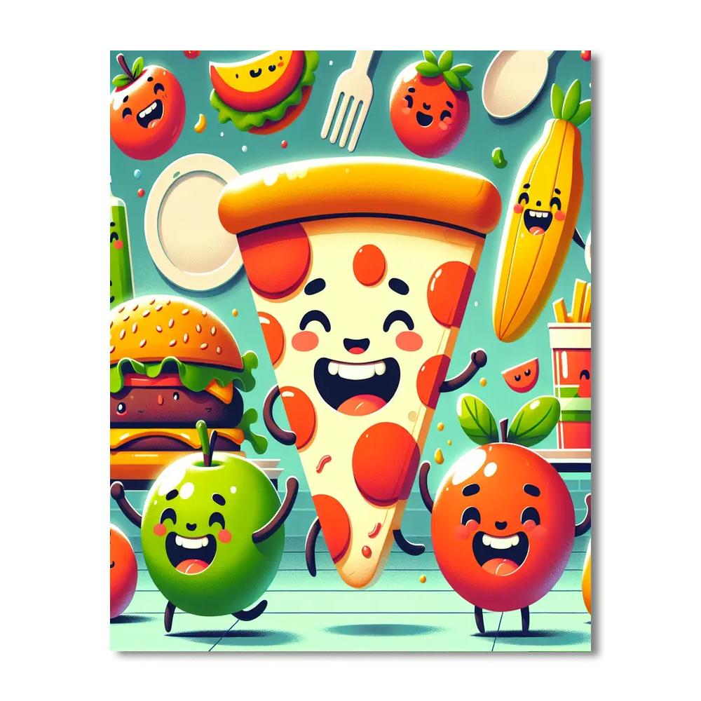 Funny Food Adventures Painting Number Kit