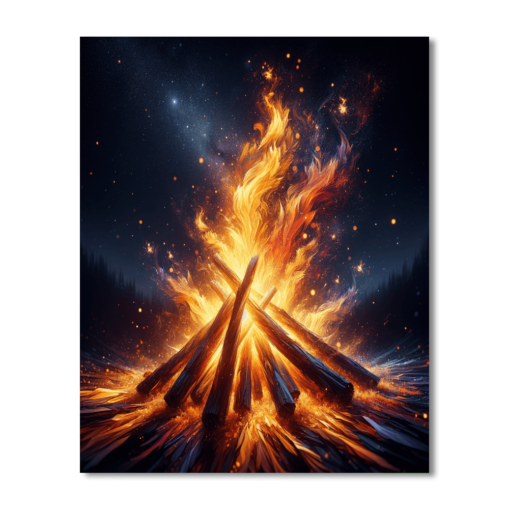 Dancing Flames In The Night Paint By Color
