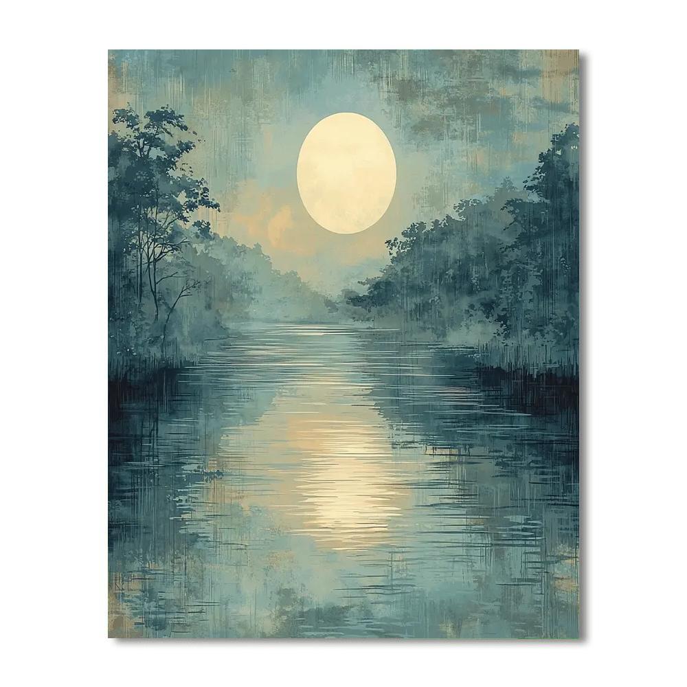 Hiroshige Inspired Serene Moonlit Reflections  Painting By Numbers Kit