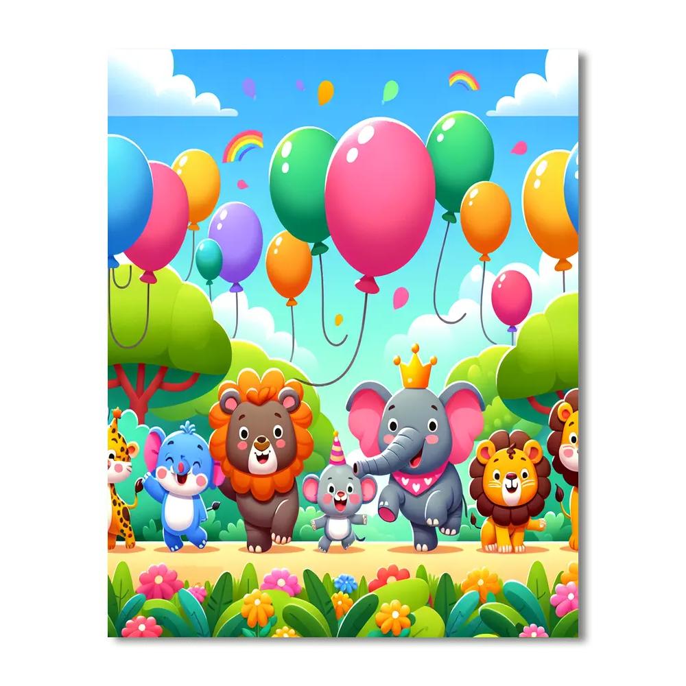 Animal Parade In The Park Painting Number Kit