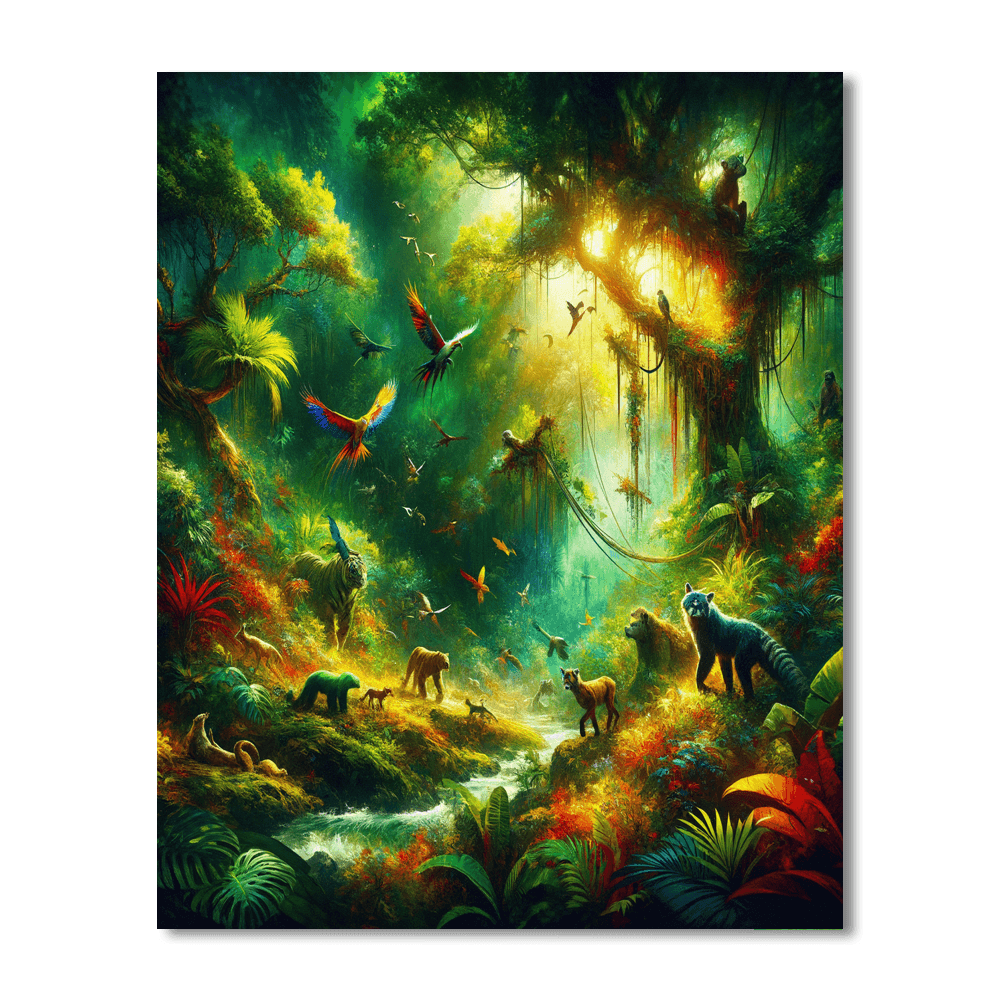 Energetic Jungle Scene DIY Paint By Numbers