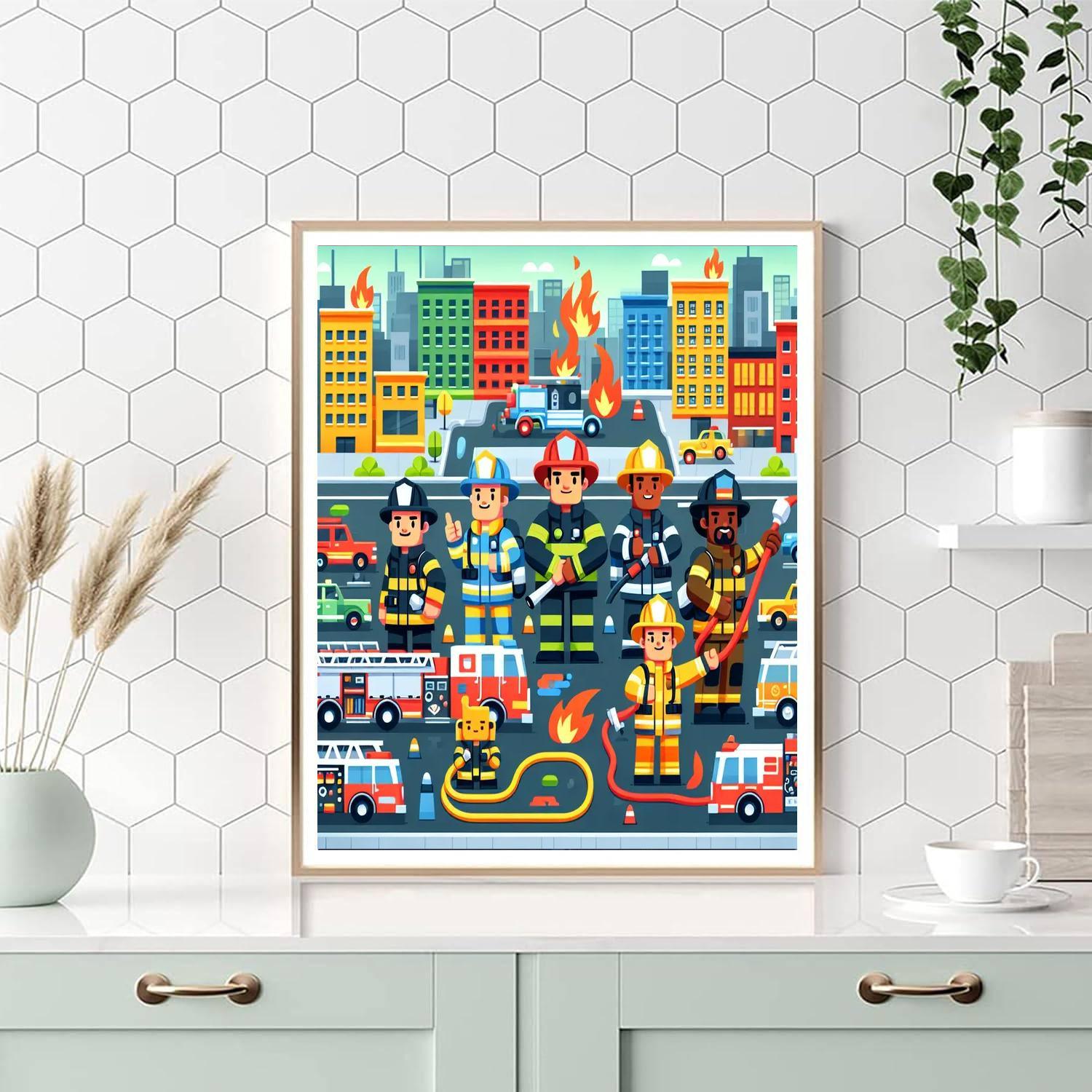 Friendly Firefighters To The Rescue Painting By Numbers Kit