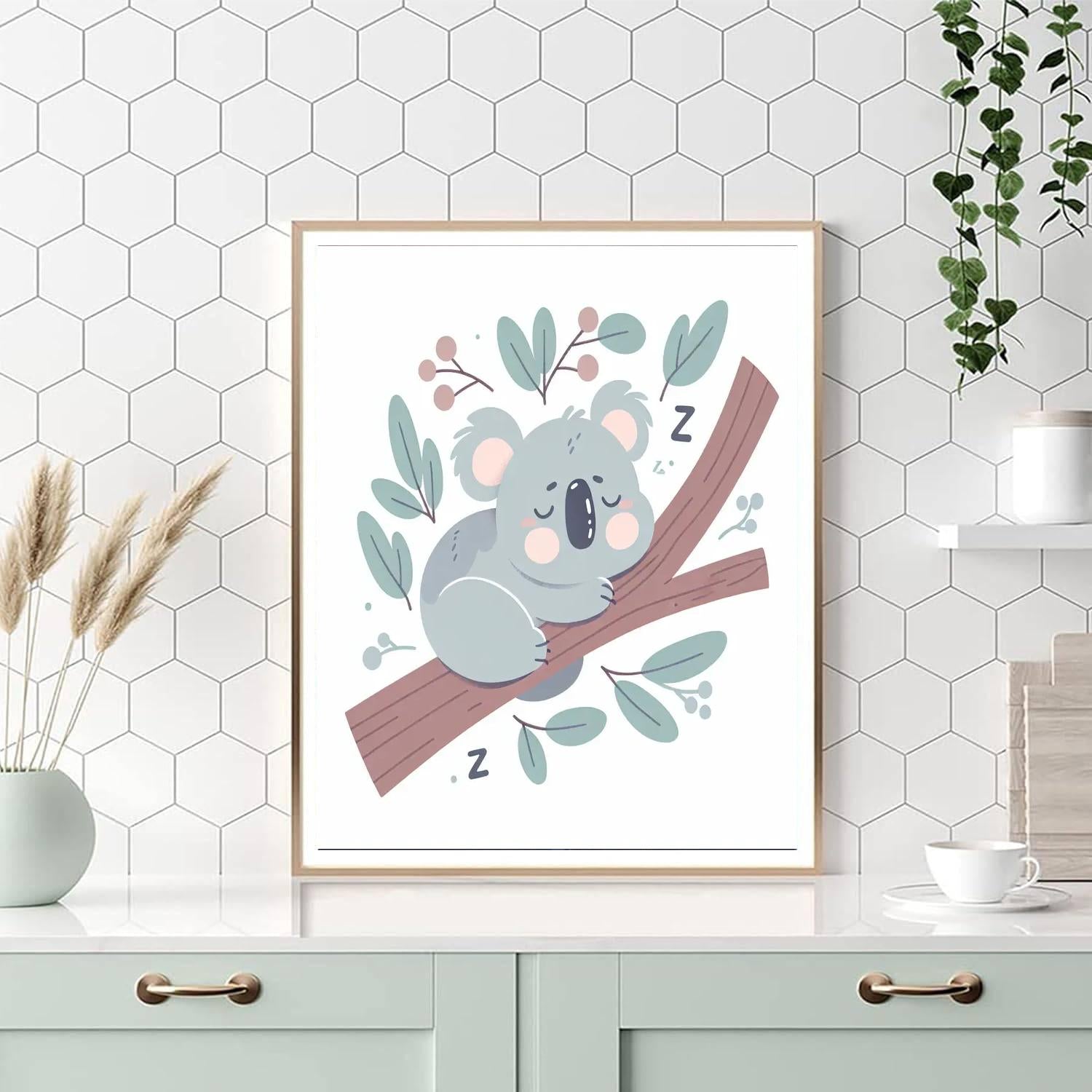 Charming Koala's Nap Number Painting