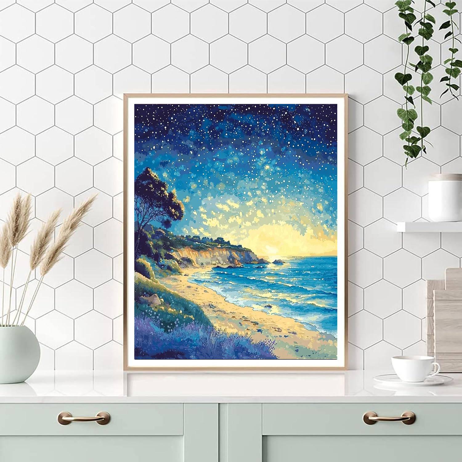 Georges Seurat Inspired Serenity Of Starry Shores  Numbered Painting Kits