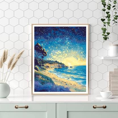 Georges Seurat Inspired Serenity Of Starry Shores  Numbered Painting Kits