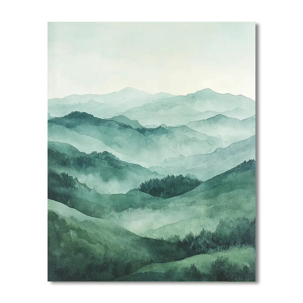 Zhao Mengfu Inspired Harmony Of Misty Valleys  Painting Number Kit