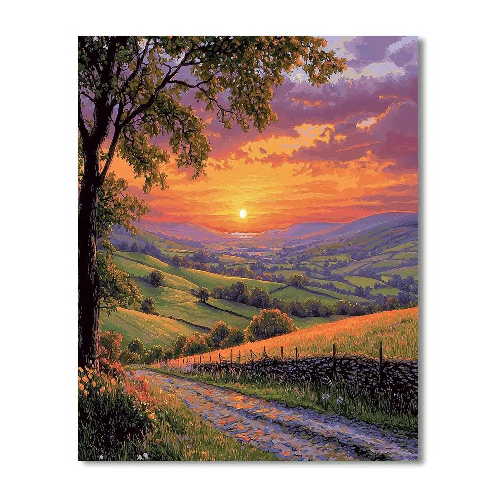 John Constable Inspired Rustic Countryside At Dusk  Paint By Number
