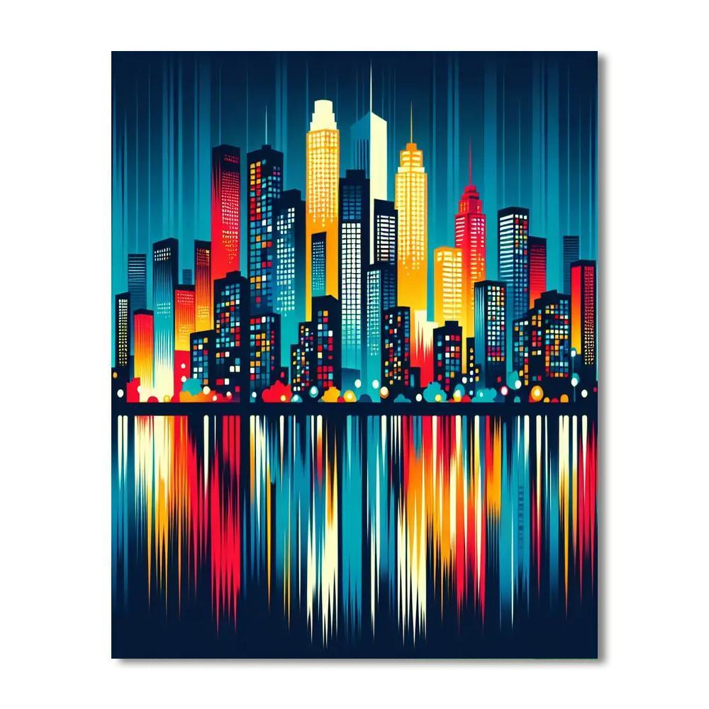 Vibrant Cityscape Nights Numbered Painting Kits