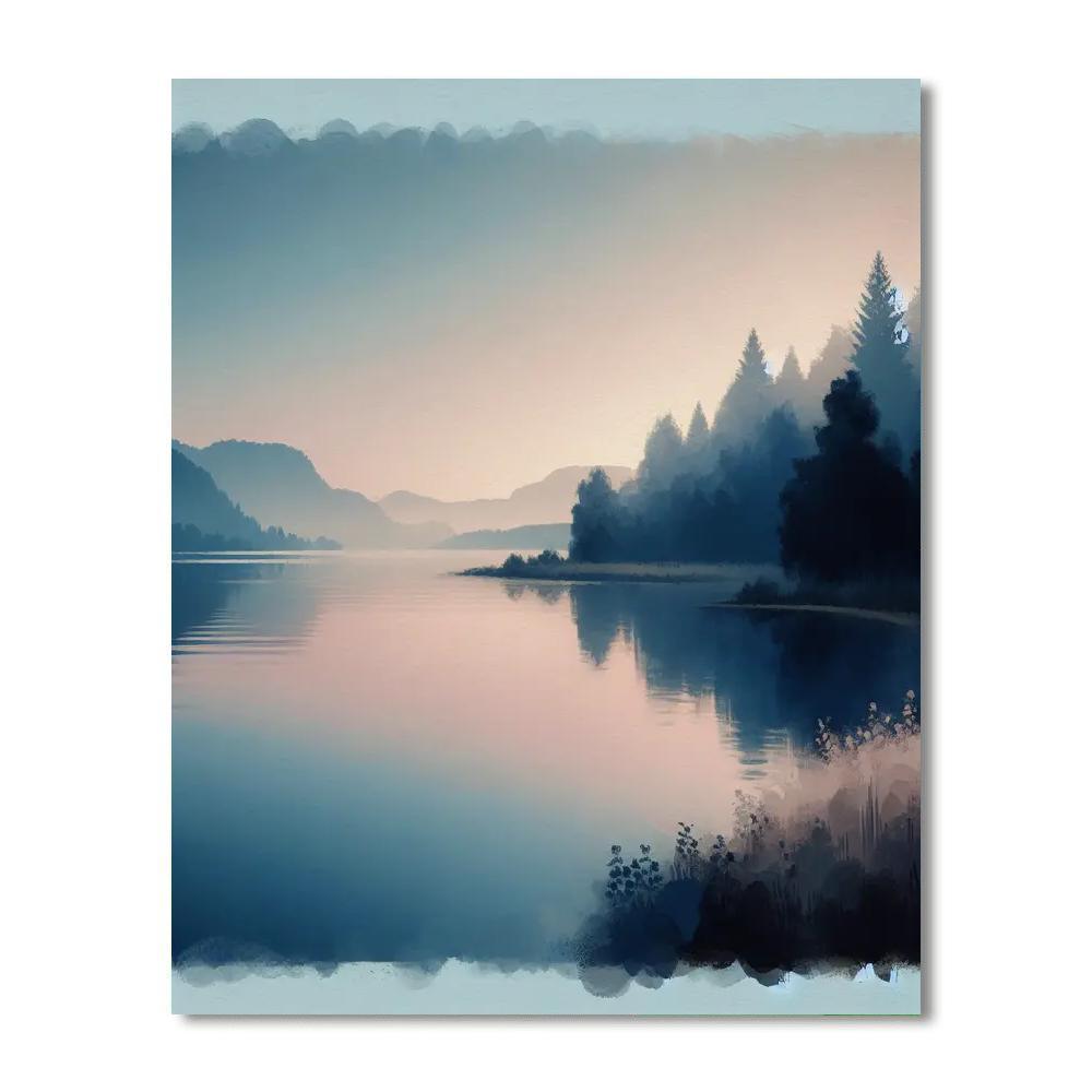 Tranquil Lakeside Dawn Painting By Numbers Kit