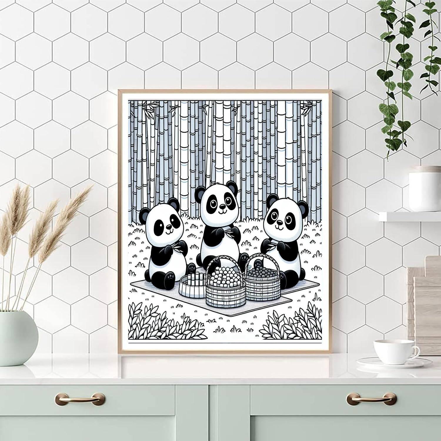 Panda's Bamboo Picnic Paint By Color