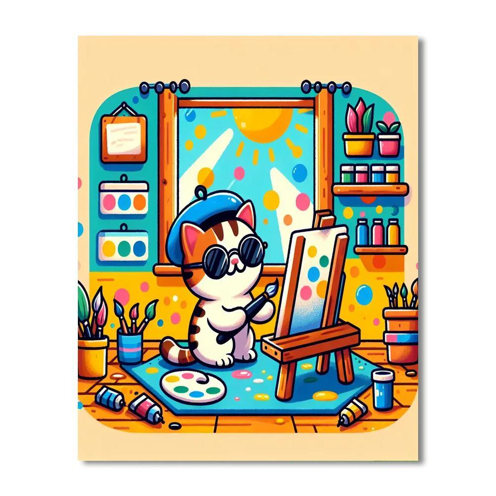 Cool Cat's Art Studio Paint By Numbers Art