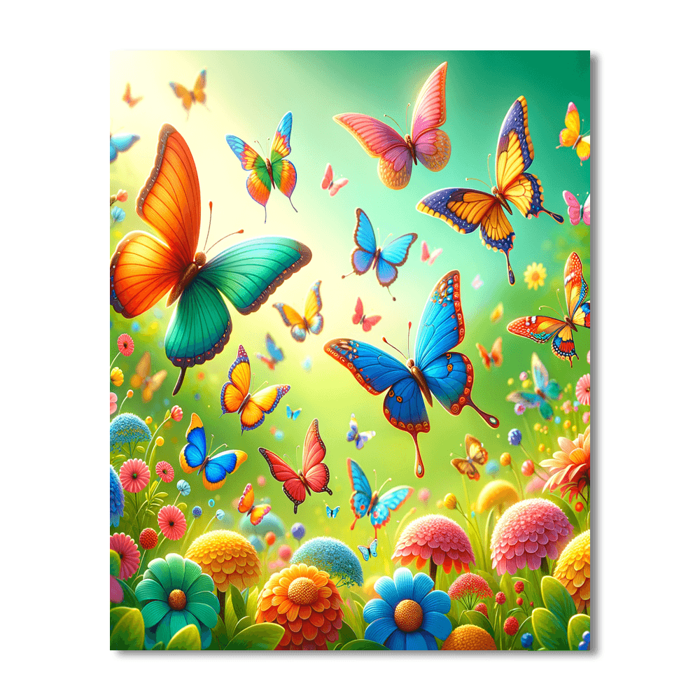 Whimsical Butterfly Gathering Number Painting