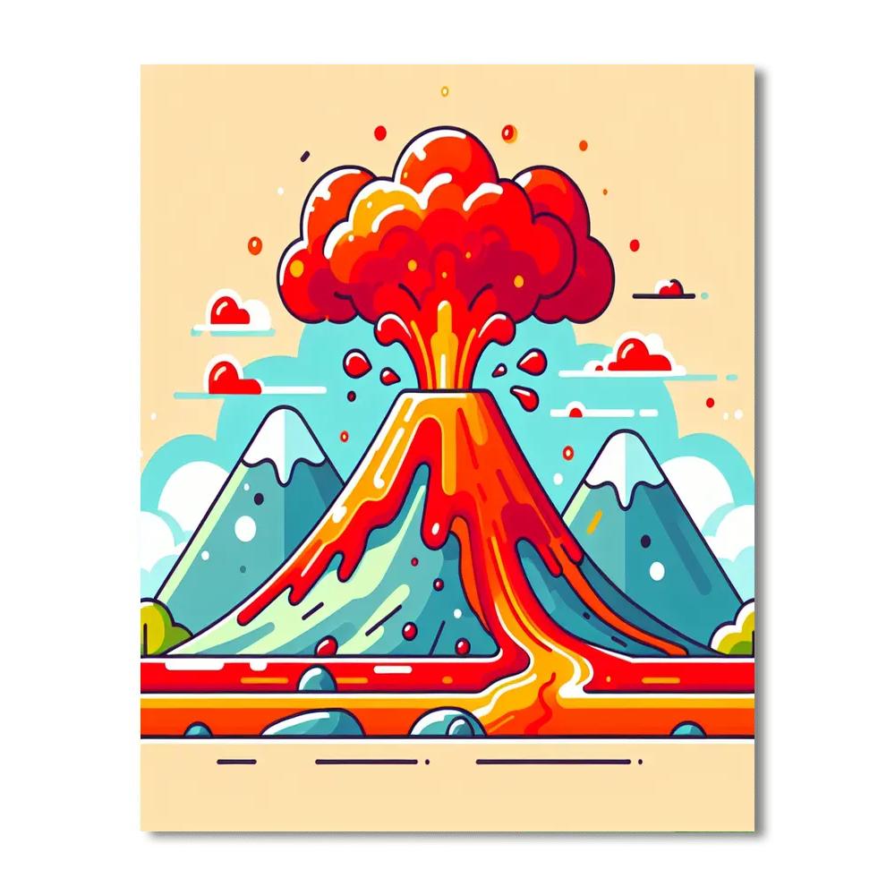 Fiery Volcano Venture Paint By Numbers Art