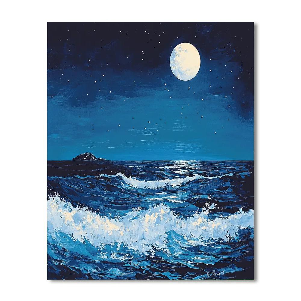 Utagawa Hiroshige Inspired Night's Gentle Waves  Painting By Numbers Kit