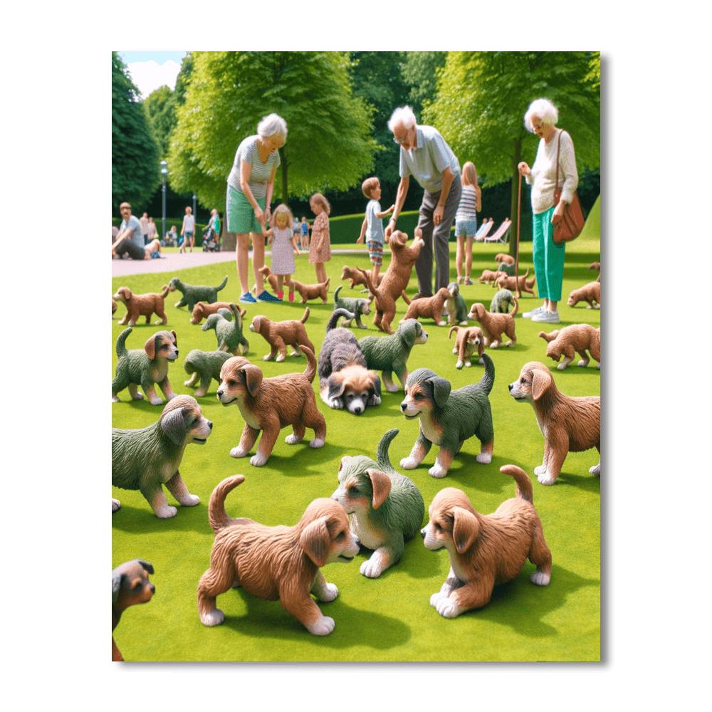 Playful Puppy Park Paint By Numbers Art