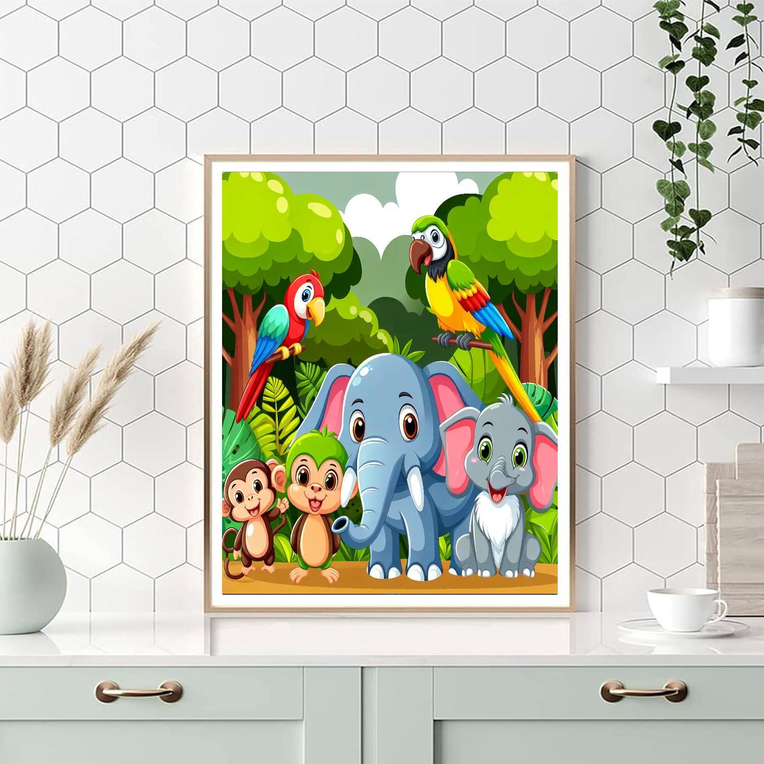 Friendly Jungle Creatures Paint By Numbers Art
