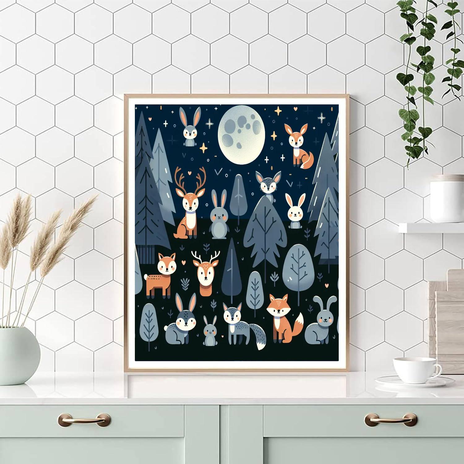 Moonlit Woodland Creatures Paint By Numbers