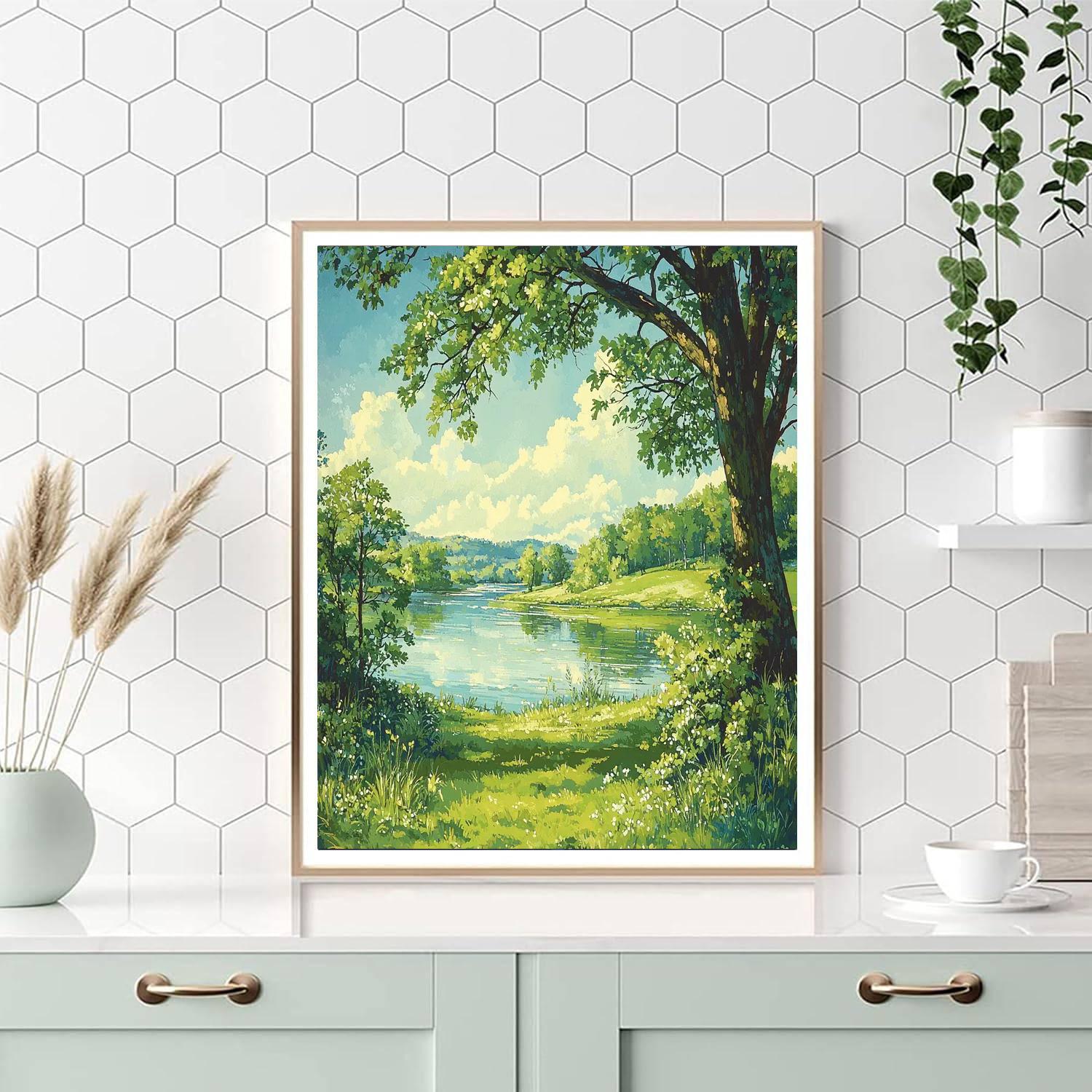 Georges Seurat Inspired Emerald Reflections  Numbered Painting Kits