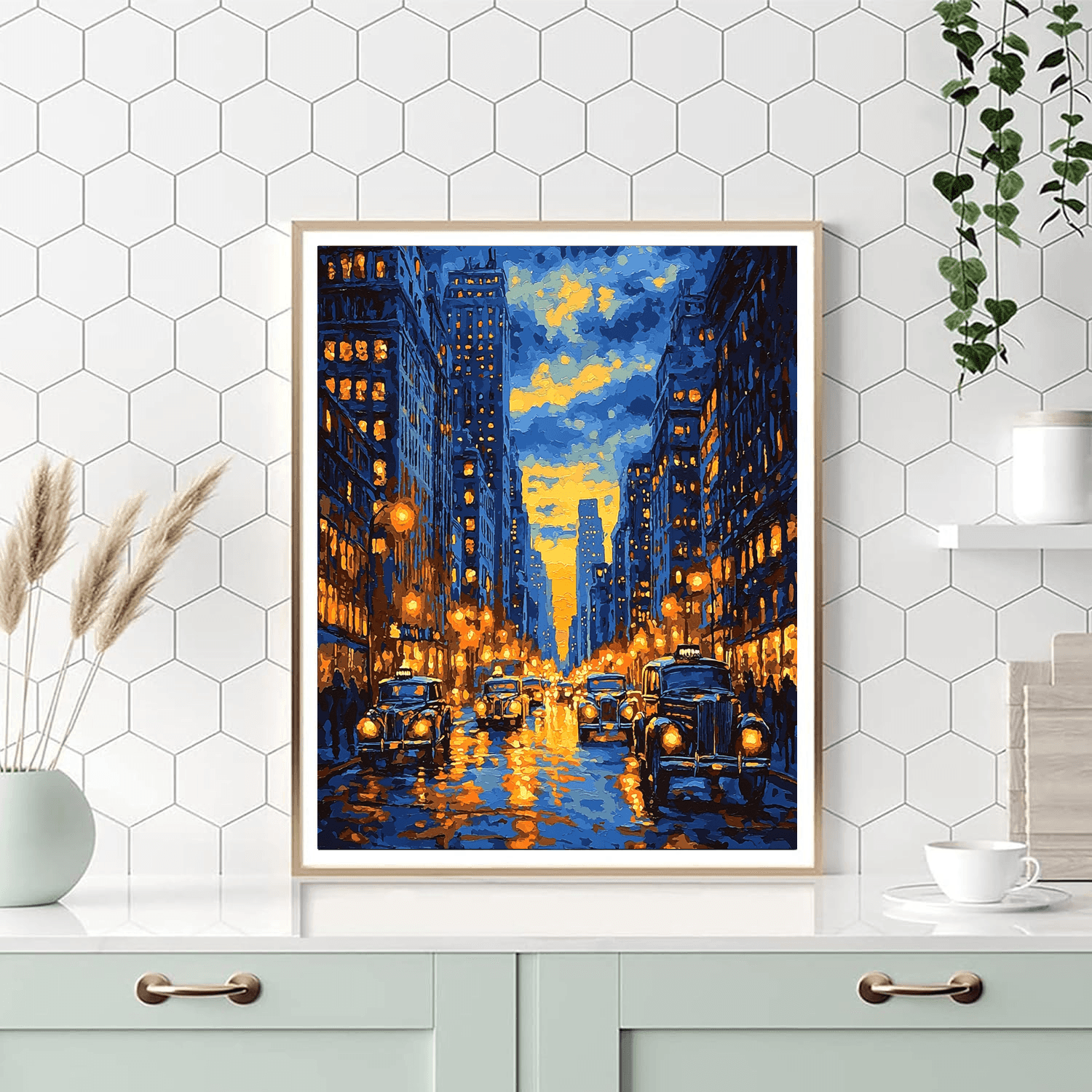 Edward Hopper Inspired Dramatic City Lights At Dusk  Paint By Numbers