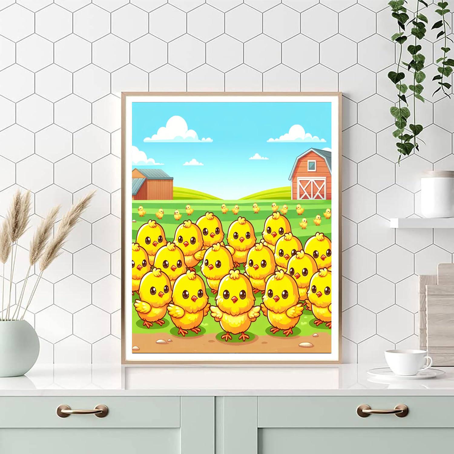 Charming Countryside Chicks Painting By Numbers Kit
