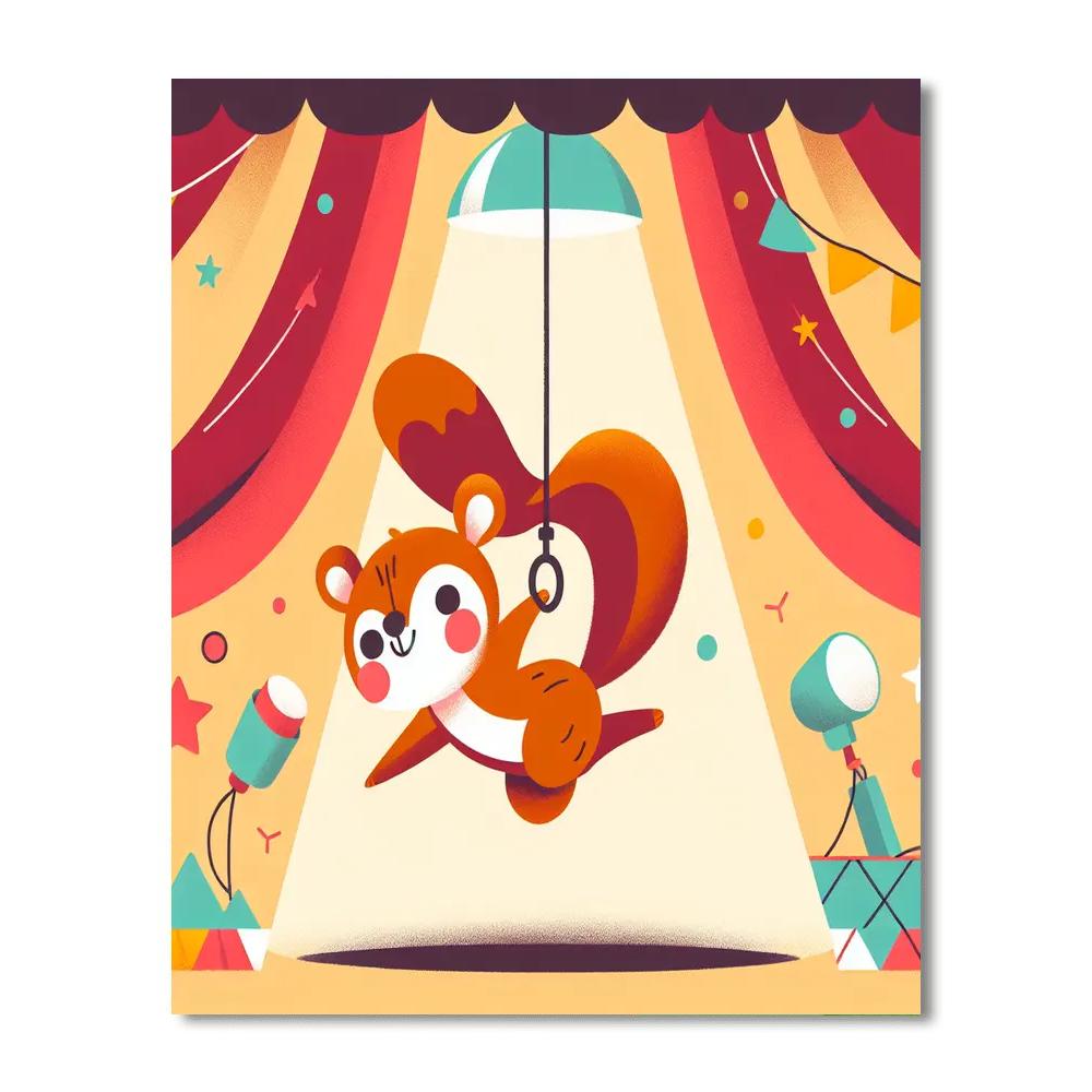 Circus Acrobat Squirrel Number Painting